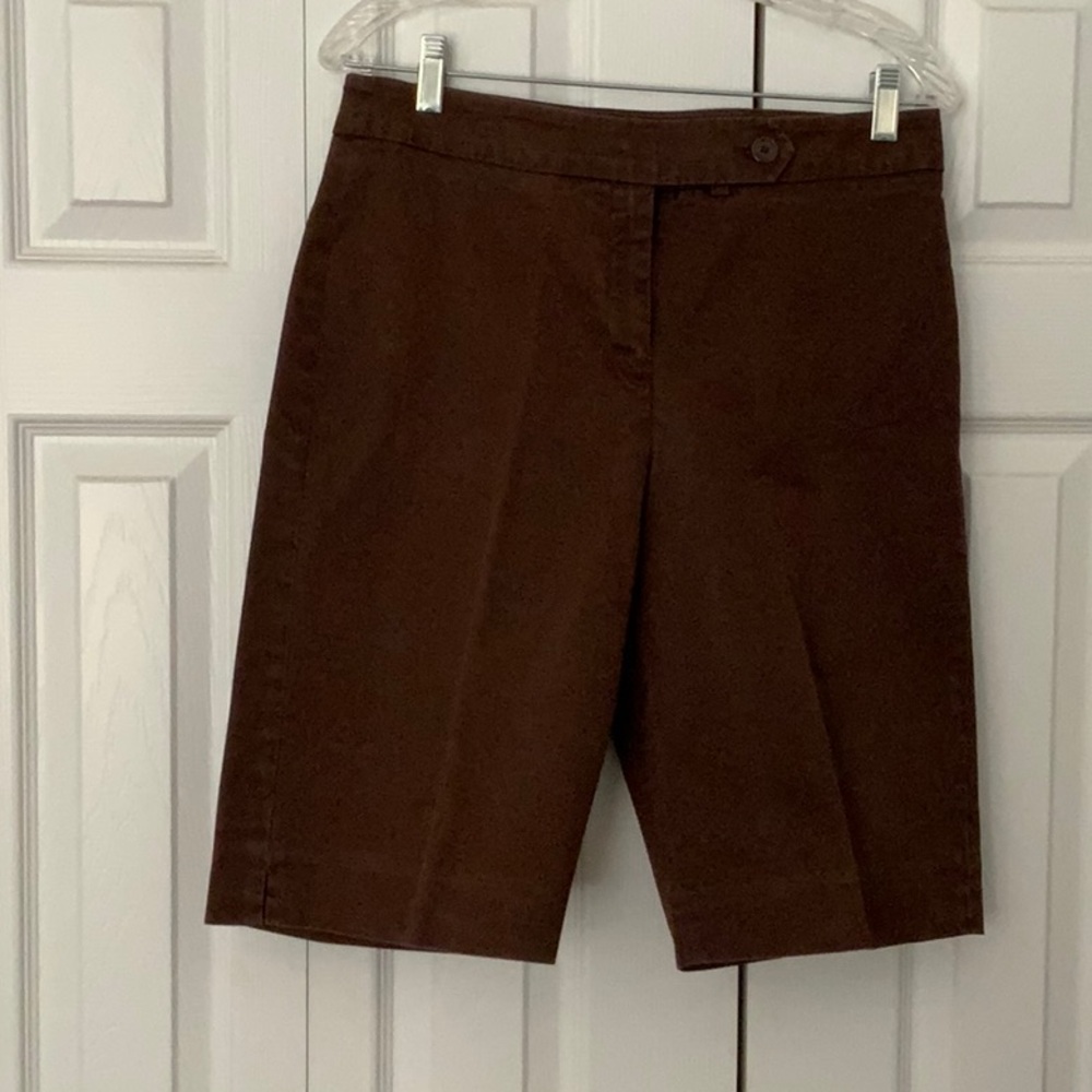 Jones New York Brown Bermuda Shorts Tailored Cotton Blend
